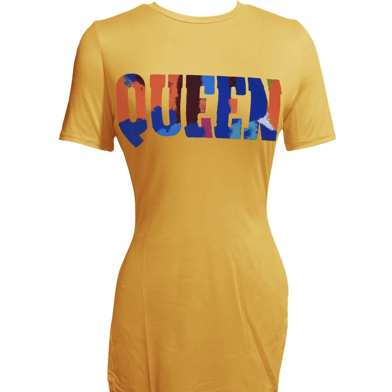 Ladies' Round Neck Printed Slit Fashion Shorts Set