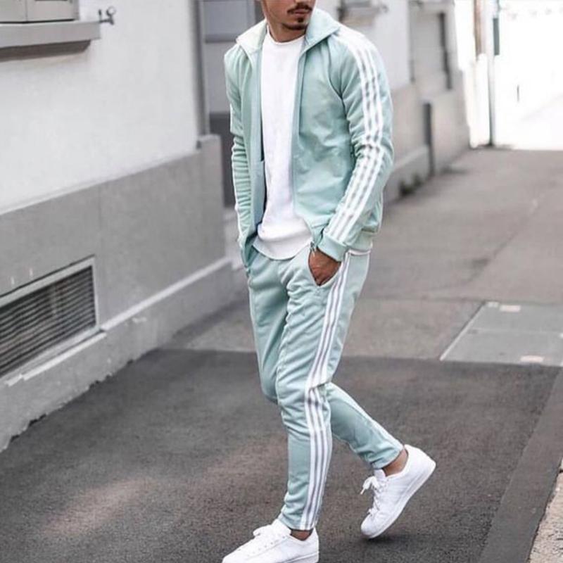 Patchwork Hip Hop Casual Men's Set