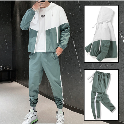 Patchwork Hip Hop Casual Men's Set