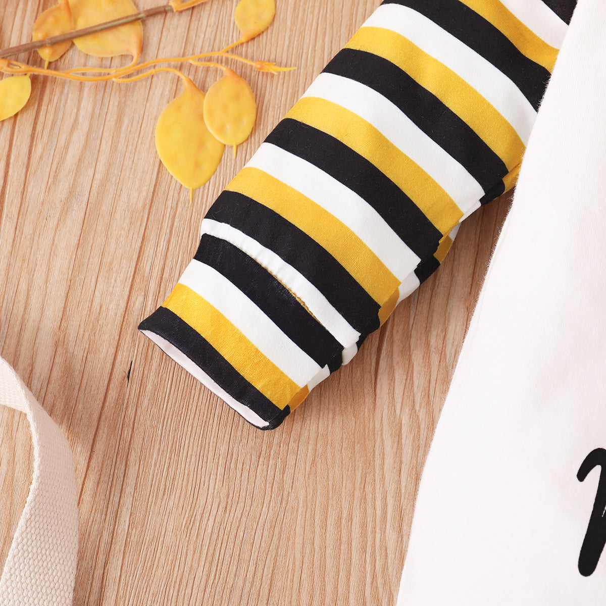 Baby MY 1ST NEW YEAR Striped Sleeve Jumpsuit with Beanie