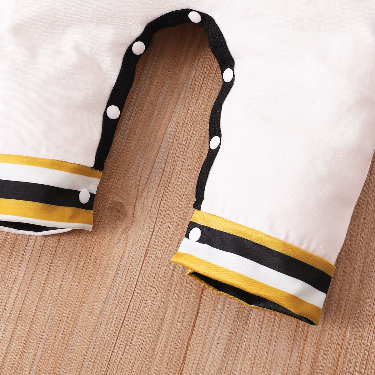 Baby MY 1ST NEW YEAR Striped Sleeve Jumpsuit with Beanie