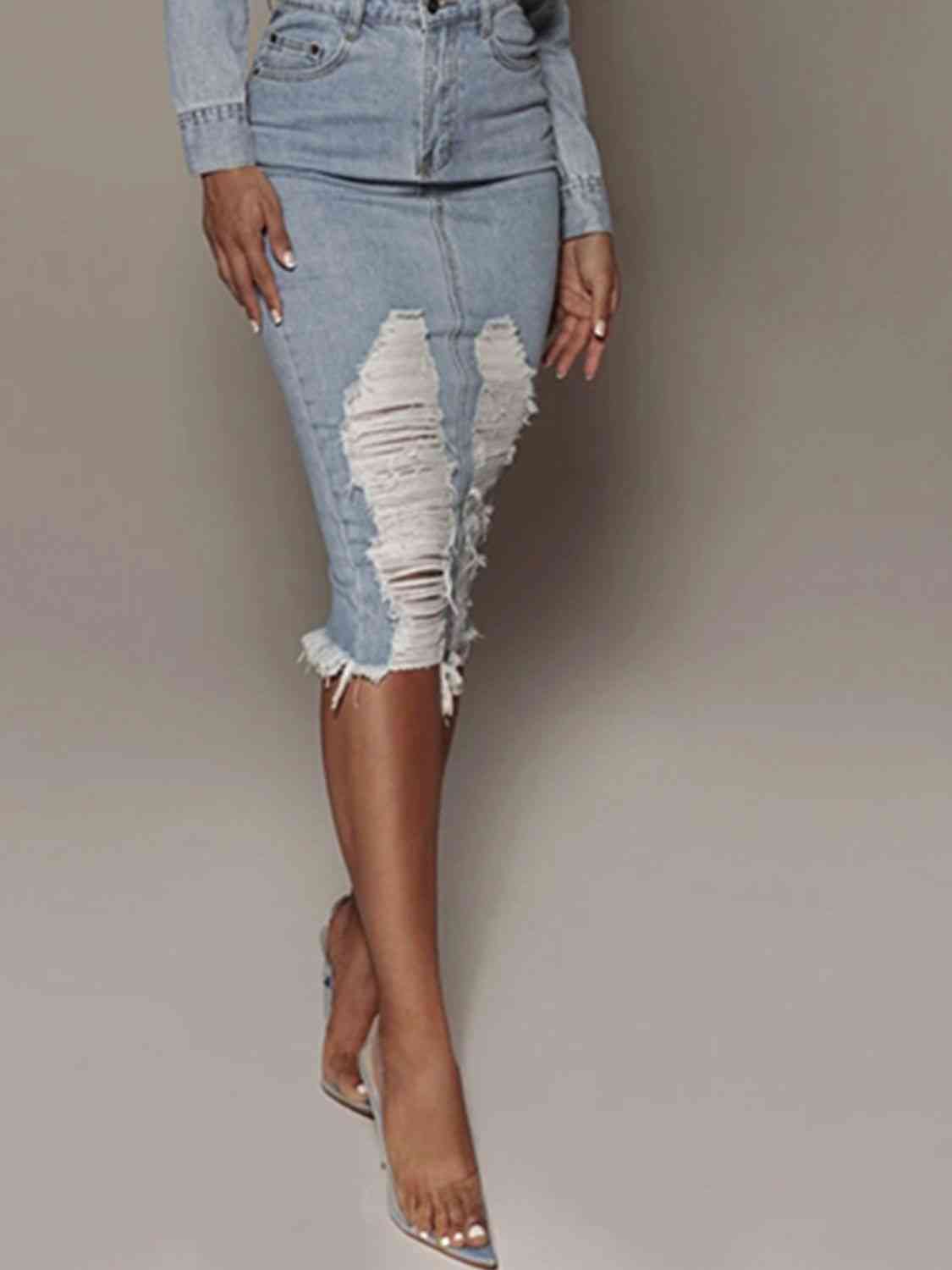 Slit Denim Skirt