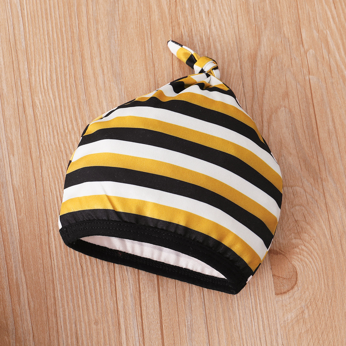 Baby MY 1ST NEW YEAR Striped Sleeve Jumpsuit with Beanie