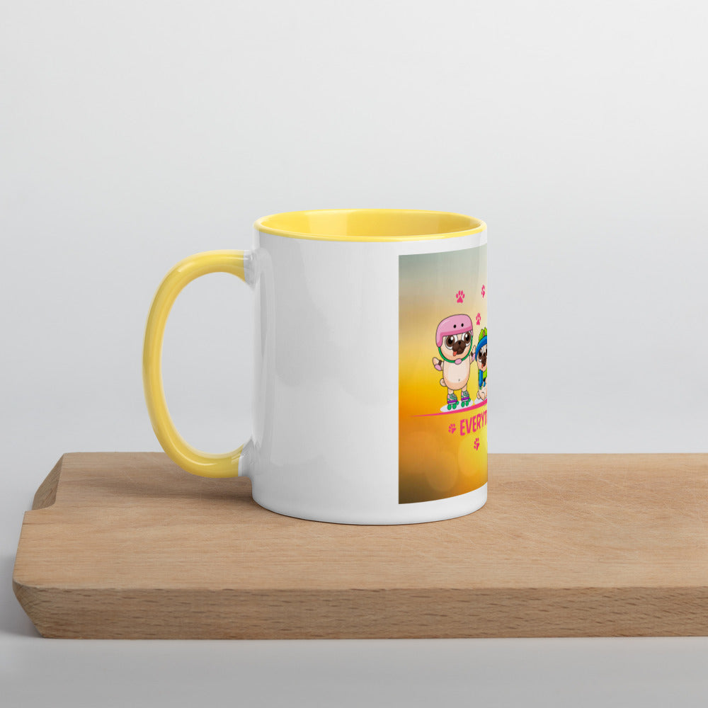 Yellow happy pet lover Mug with Color Inside - Everything Perfect