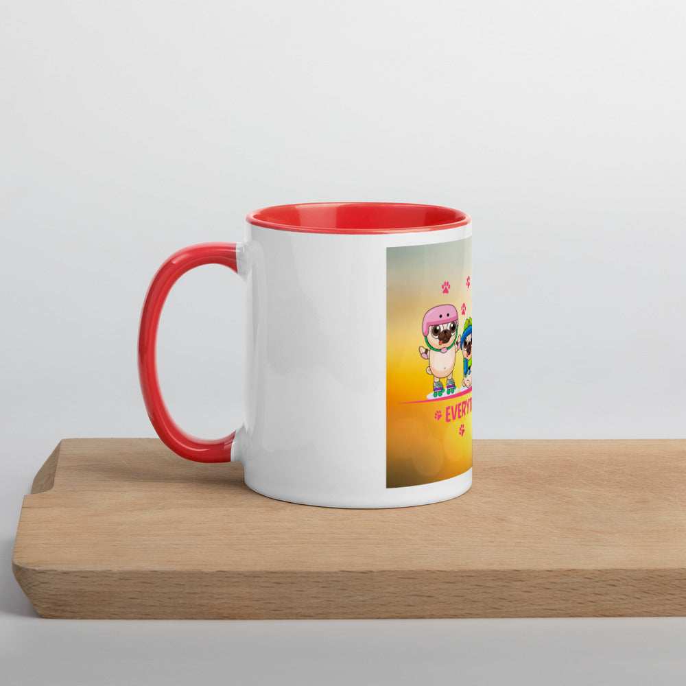 Yellow happy pet lover Mug with Color Inside - Everything Perfect