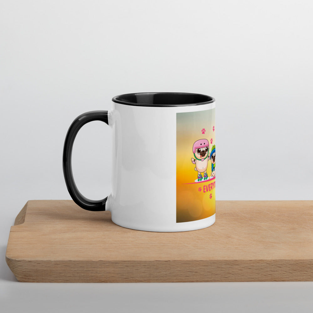 Yellow happy pet lover Mug with Color Inside - Everything Perfect