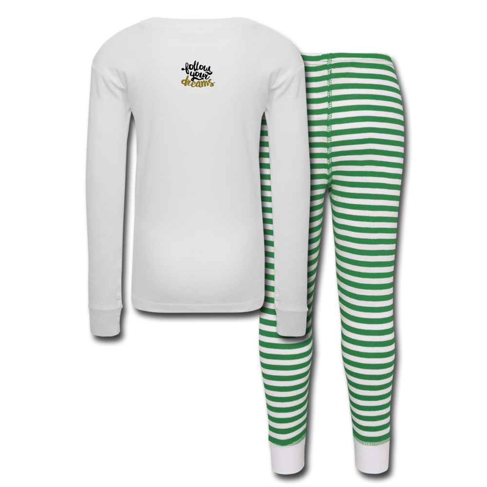 Kids’ Pajama Set - white/green stripe
