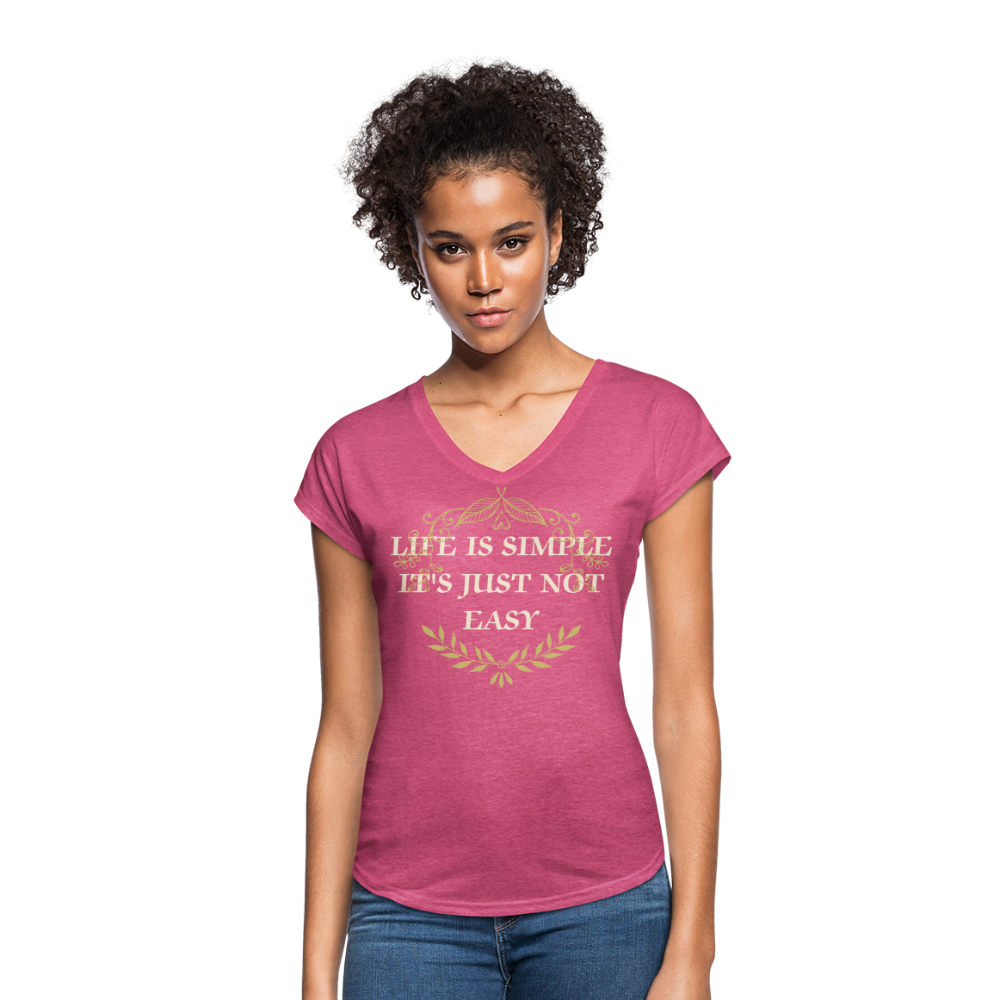 Tri-Blend V-Neck T-Shirt - heather raspberry