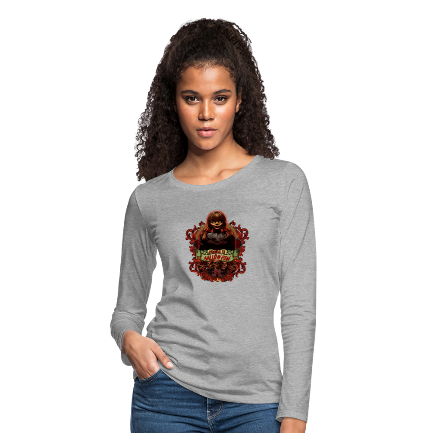 Women's Horror Long Sleeve T-Shirt - heather gray