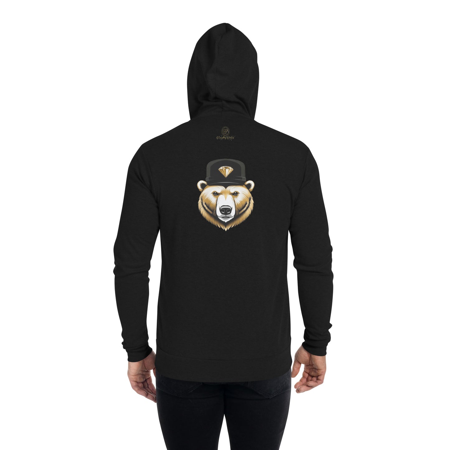 Diamond designed bear zip hoodie