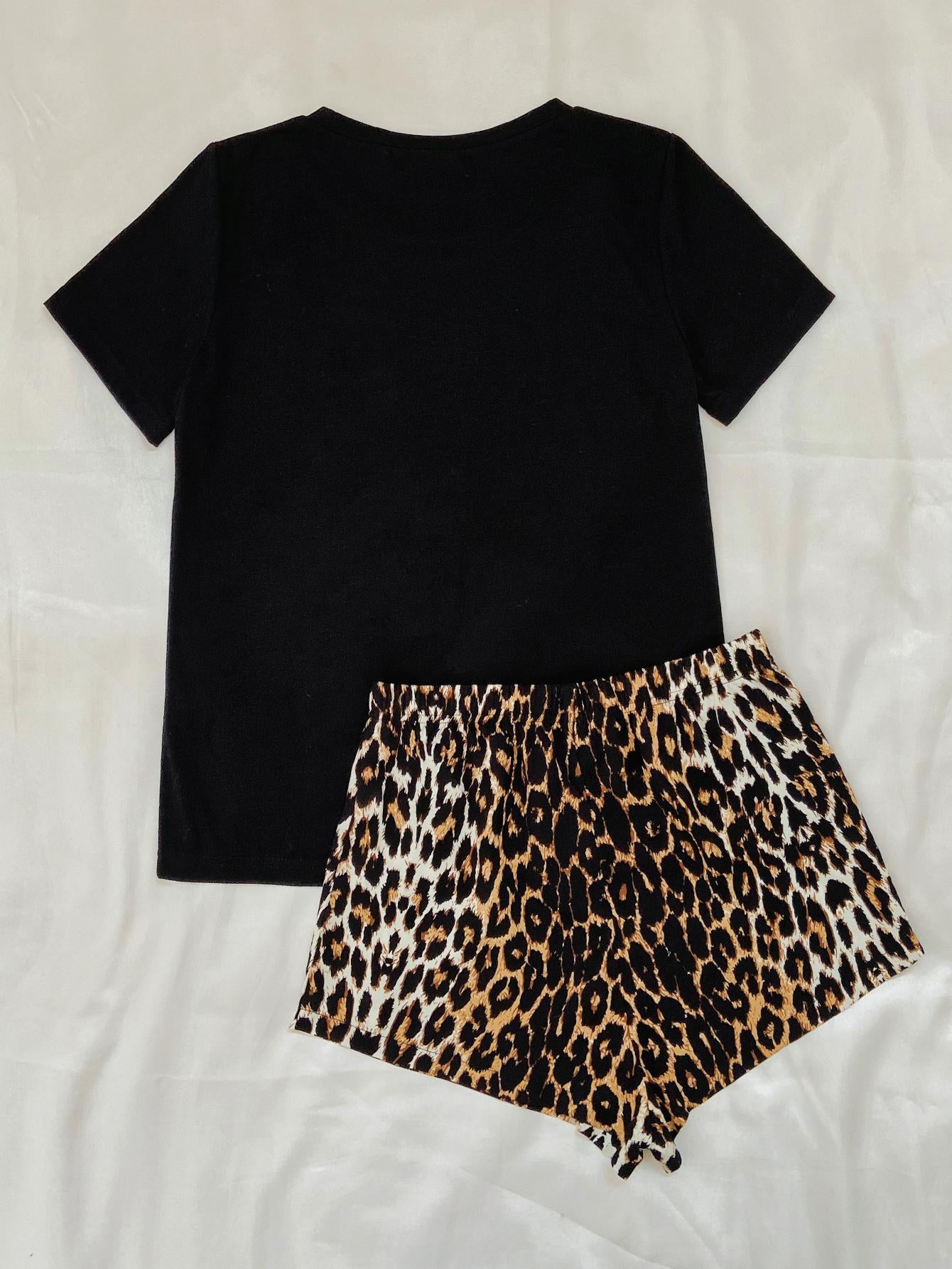 Leopard Lip Top and Shorts Lounge Set