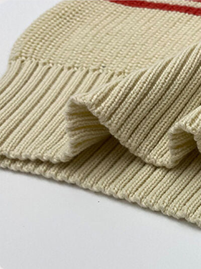 Color Block Striped Cold Shoulder Sweater