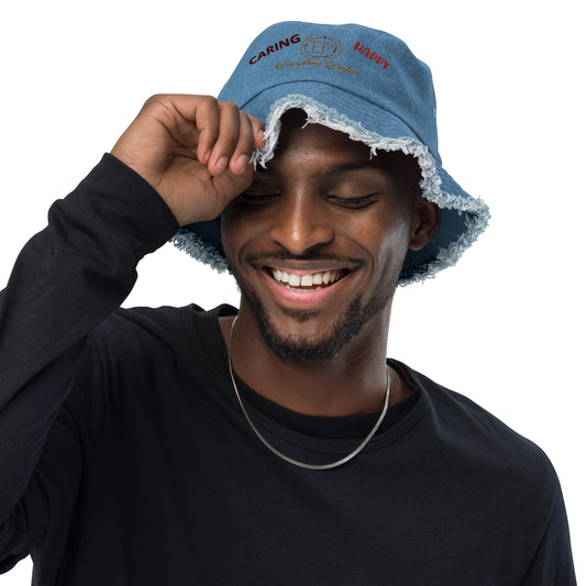 UNISEX Distressed denim bucket hat