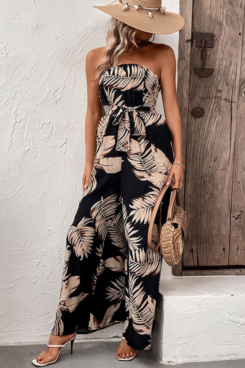 Chic Strapless Wide Leg with Pockets