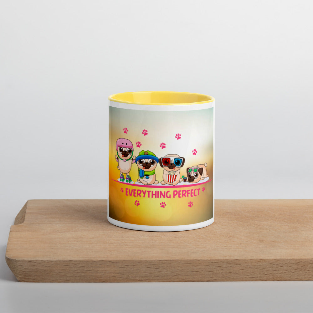 Yellow happy pet lover Mug with Color Inside - Everything Perfect