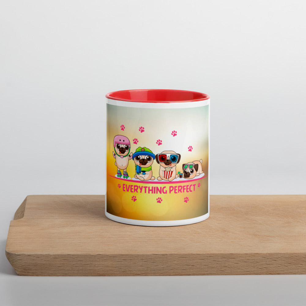 Yellow happy pet lover Mug with Color Inside - Everything Perfect