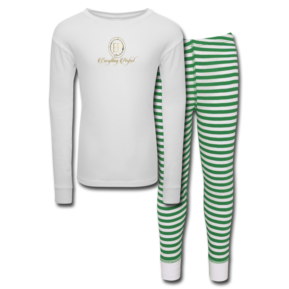 Kids’ Pajama Set - white/green stripe