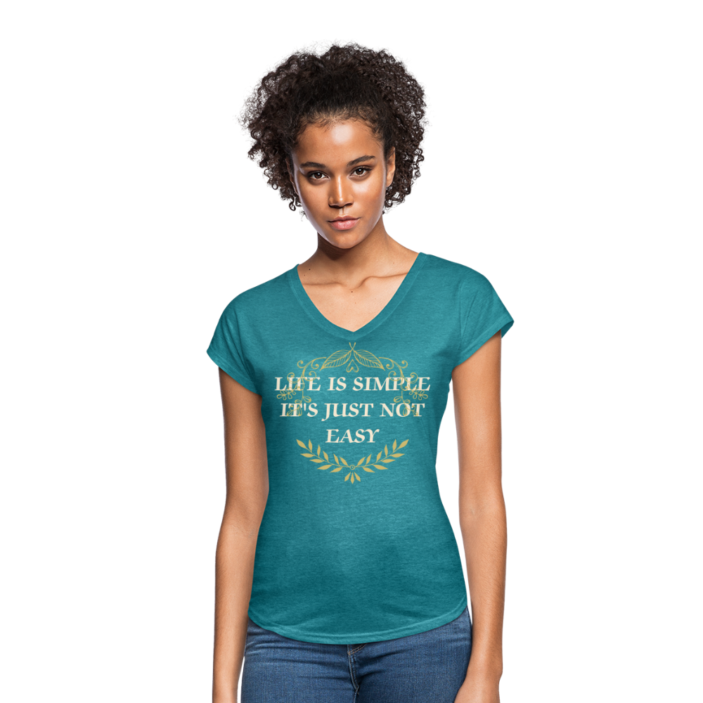 Tri-Blend V-Neck T-Shirt - heather turquoise