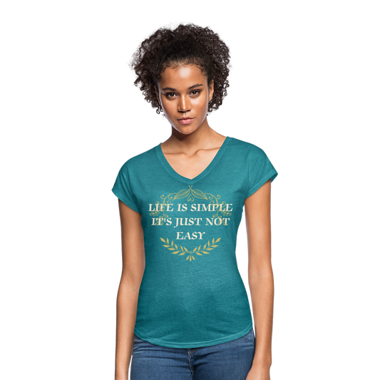 Tri-Blend V-Neck T-Shirt - heather turquoise